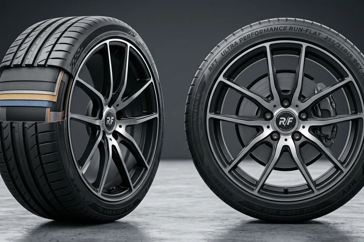 Cross-section of a tyre showing tread, shoulder and sidewall areas